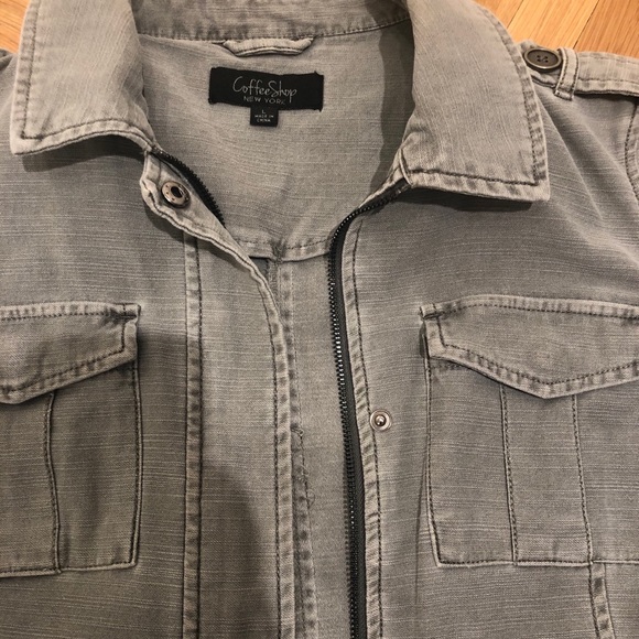 CoffeeShop New York army green peplum jacket - Picture 2 of 7